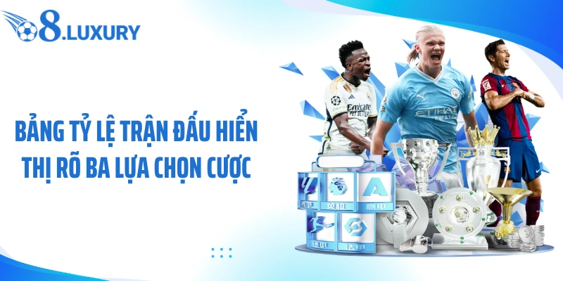 Bảng tỷ lệ trận đấu hiển thị rõ ba lựa chọn cược